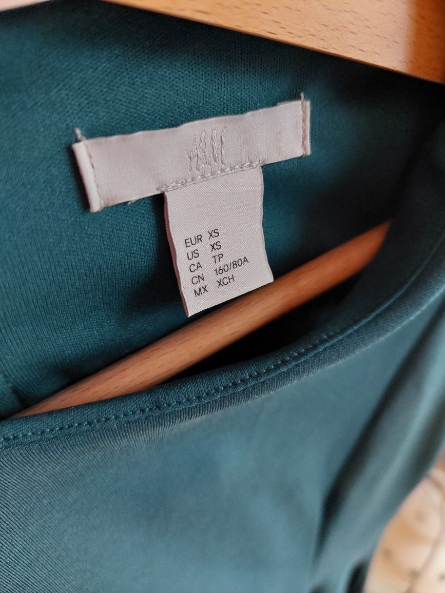 Bluzka, butelkowa zieleń, h&m, rozm. XS