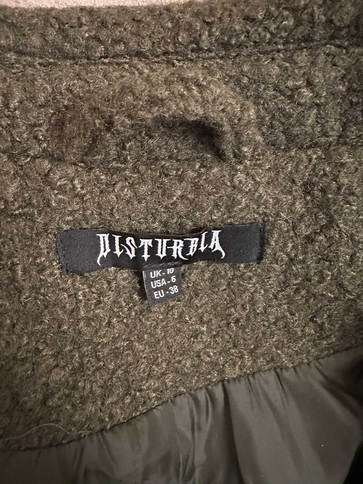 Пальто букле Disturbia зелене жіноче оверсайз, з брошкою, розмір 38