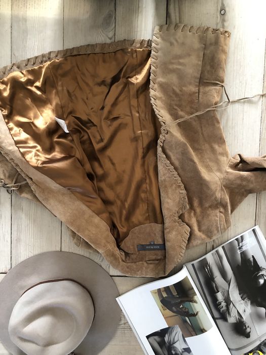 Kurtka skorzana marynarka western z fredzlami skora real leather