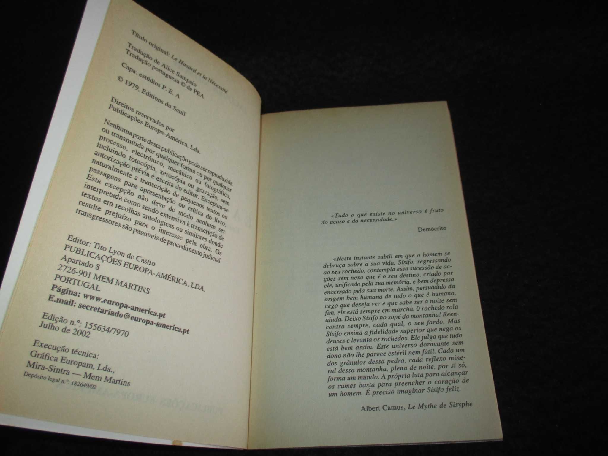 Livro O Acaso e a Necessidade Jacques Monod