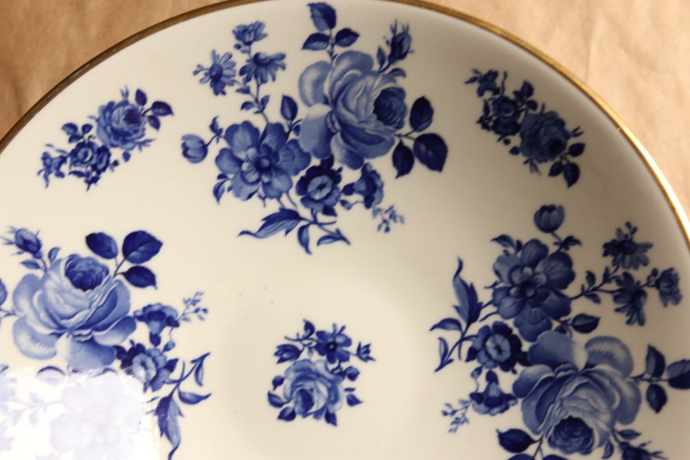 Patera misa talerz Bavaria Kronach kobalt porcelana róże