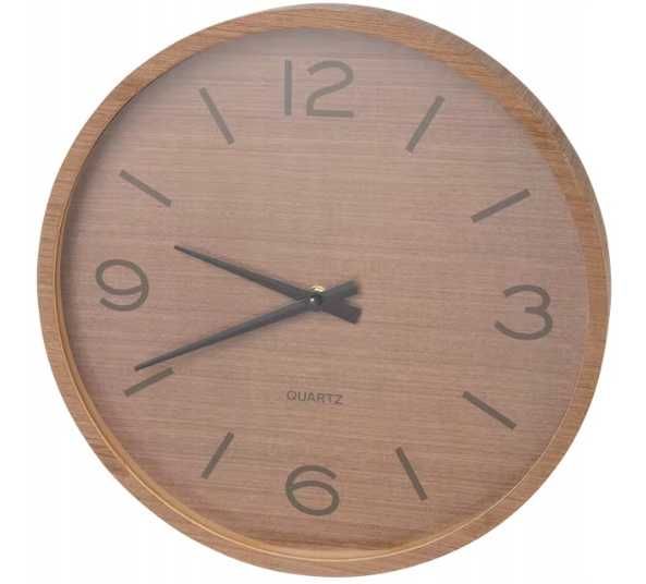 Zegar ścienny quartz beżowy, odcienie brązowego 33cm