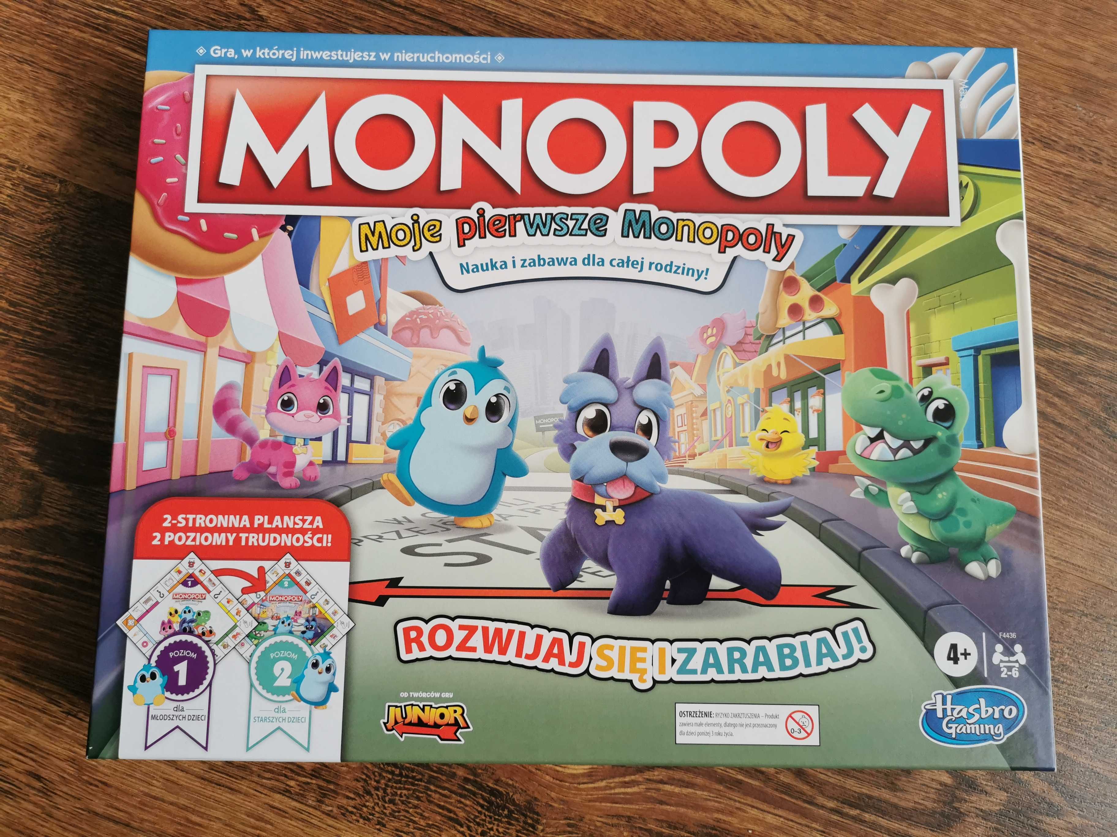 Hasbro Gra Monopoly 2 stronna plansza 2 poziomy trudności Nowa