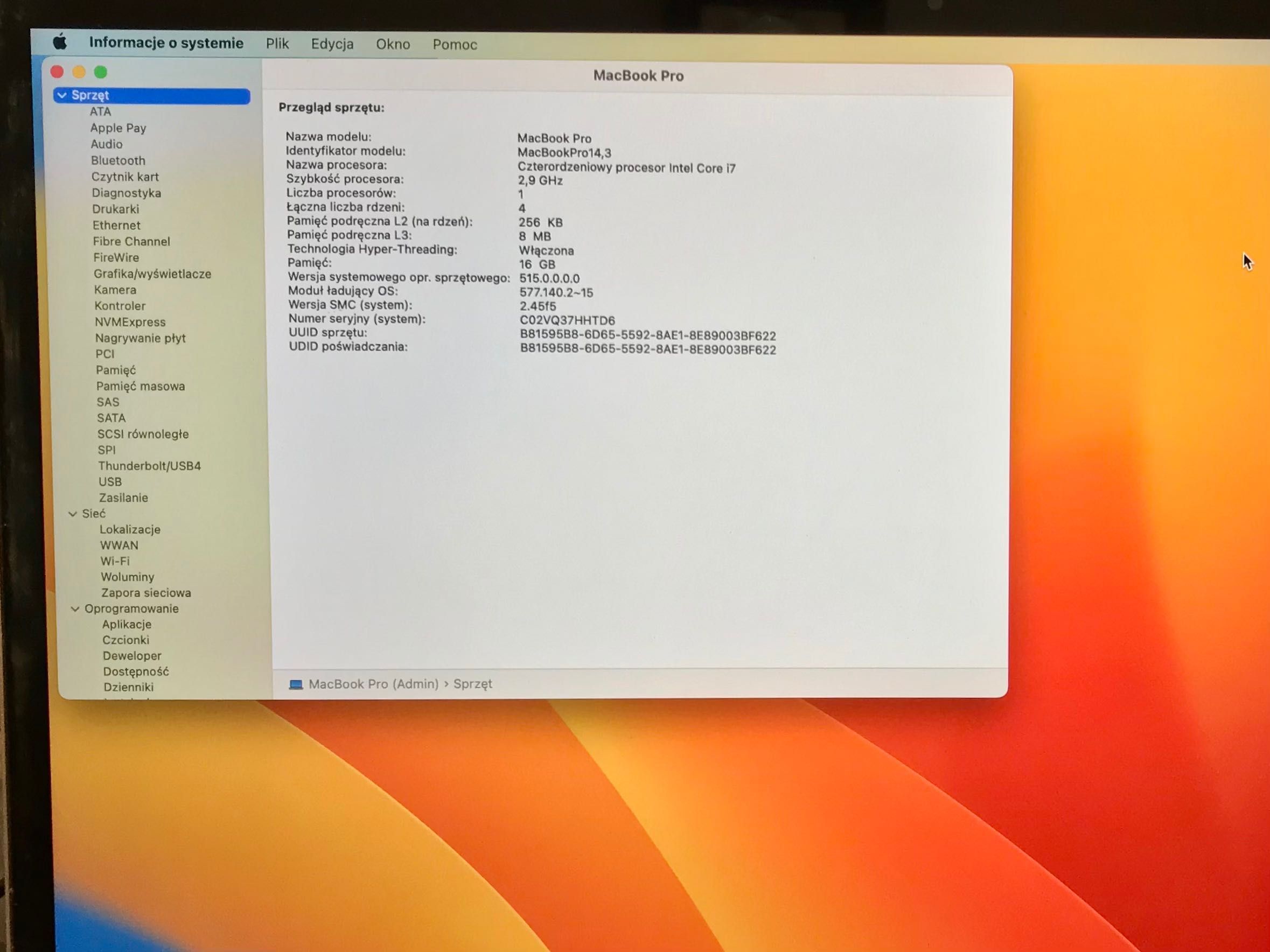 APPLE MacBook Pro 15 2017 i7 2.9GHz 16 512GB AMD 560 LAPTOP okazja