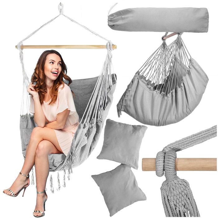 Krzesło brazylijskie wiszące KB-BAHIO szary