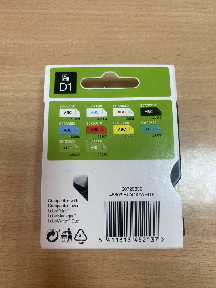 Taśma do drukarki DYMO D1 19mm x 7m black-white