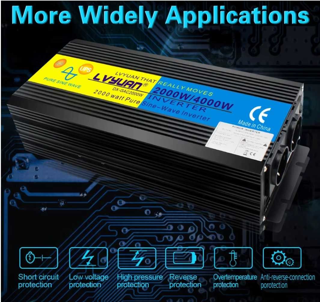 Продам інвертор (перетворювач) 2000W/4000W з функцією ДБЖ (UPS), 12В