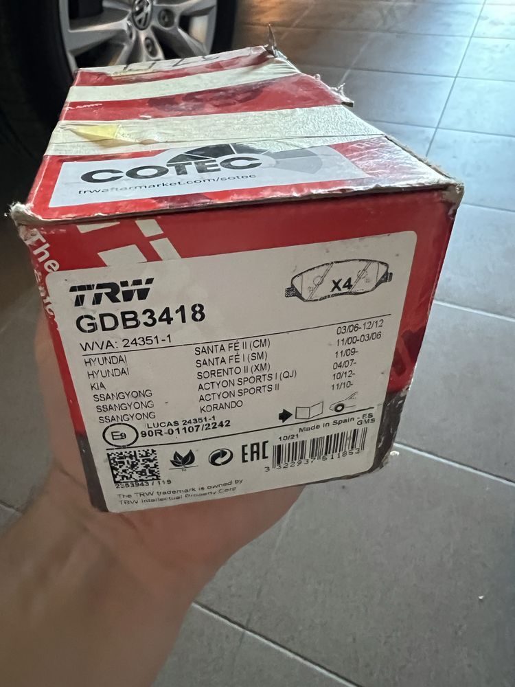 Гальмівні колодки TRW GDB3418 Santa Fe Sorento