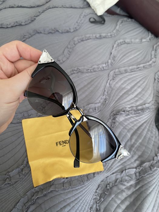 Fendi okulary kocie oczy kryształy