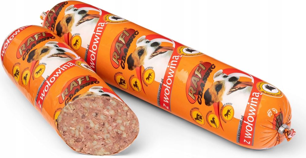 Mokra karma dla psa wołowina baton Rafi Classic 1kg - 28 sztuk