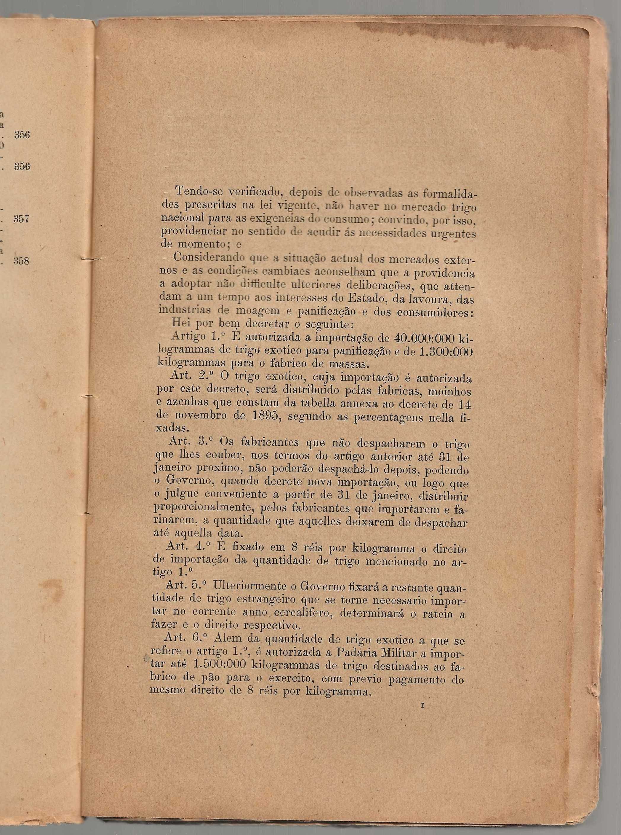Cartas de Lei Decretos e Portarias Sobre Cereaes-Ed.1905