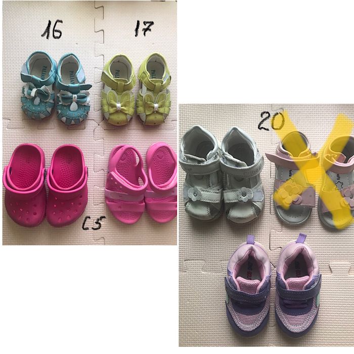 Взуття для дівчинки Crocs та ін.УСТІЛКА 12 до 13 см.(р-ри 16, 17 , 20.
