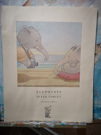 Obraz Percy ELEPHANTS ilustracje plakat słoń dzieci USA dekoracje