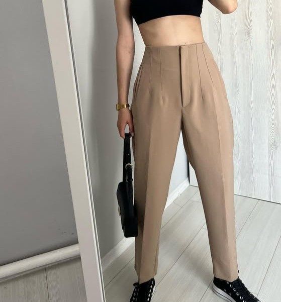 Брюки Zara бежеві висока посадка