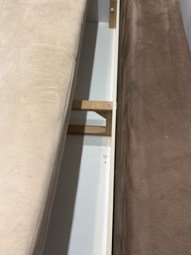 Sofa rozkładana welur brąz z pojemnikiem
