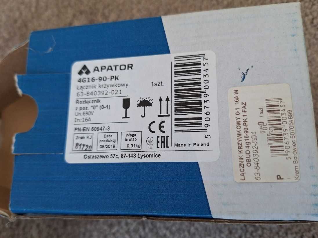 Łącznik krzywkowy APATOR 4G16-90-PK