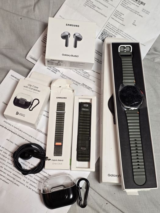 Samsung Galaxy watch 7 khaki 44mm + słuchawki Galaxy Buds3 + gratisy