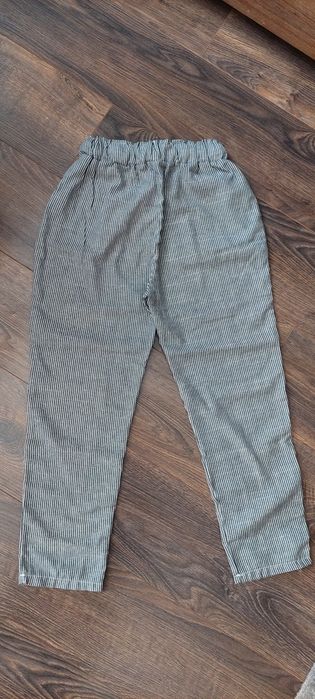 Spodnie damskie letnie szare w białe paseczki XS