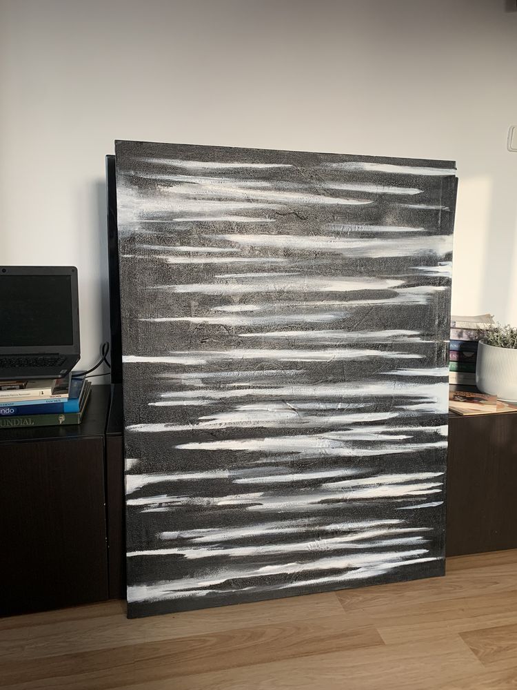 Quadro pintura abstrata “ Vibrações ” 100x76cm