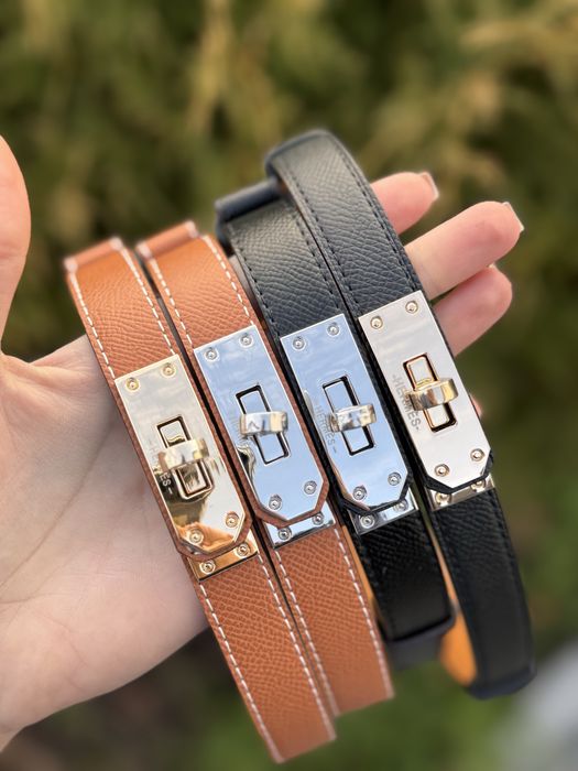 Жіночий тонкий ремінь з замочком в стилі hermes