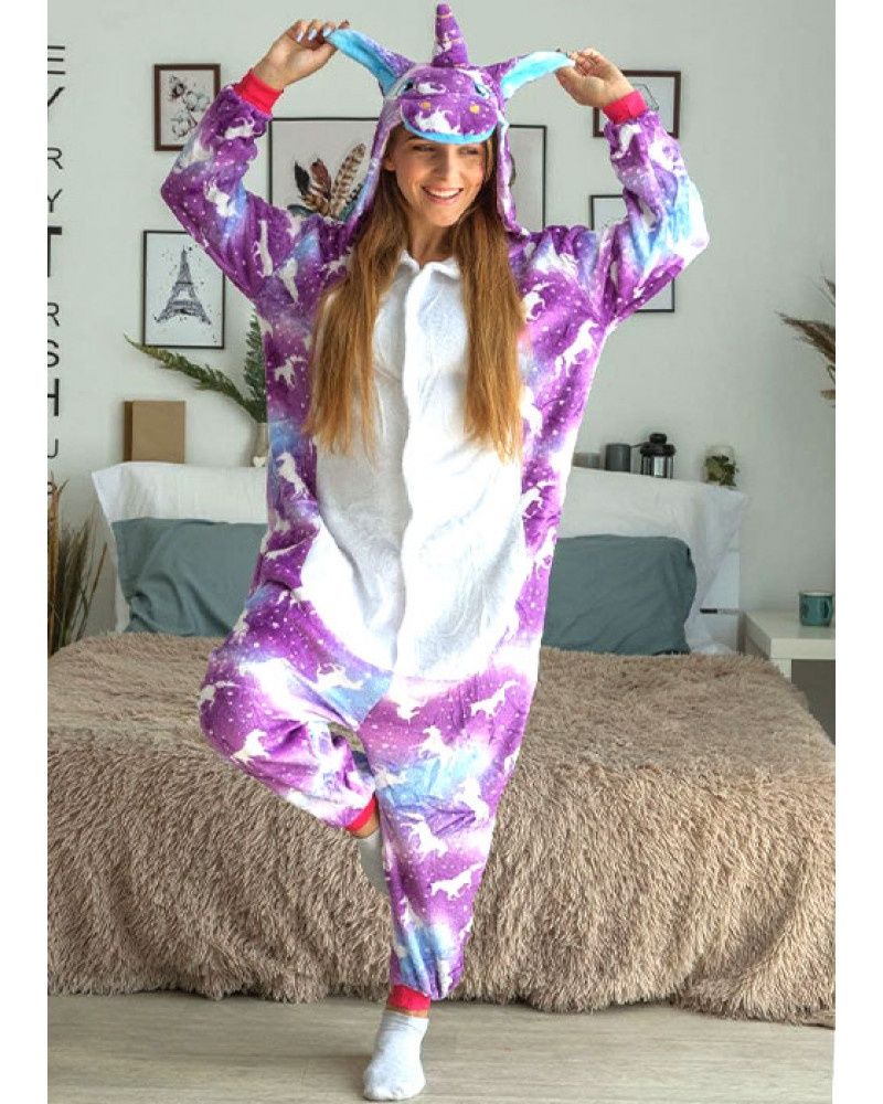 Пижама кигуруми Единорог Фиолетовая ночь