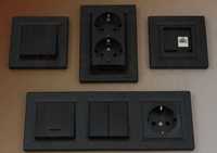 Якісні  розетки Schneider Electric Asfora колір антрацит(чорний)