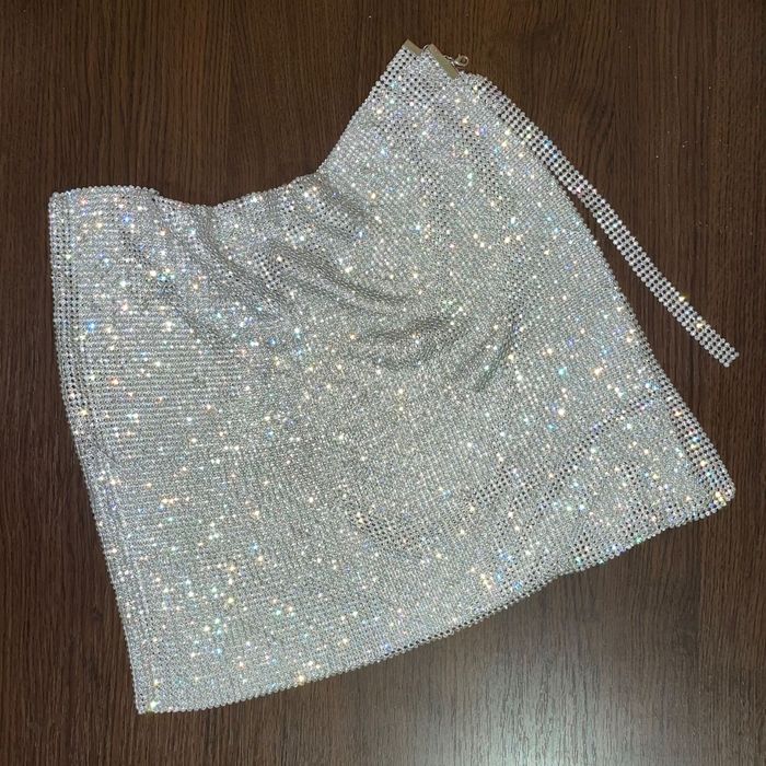 юбка кольчуга блестящая стразы металлическая камни