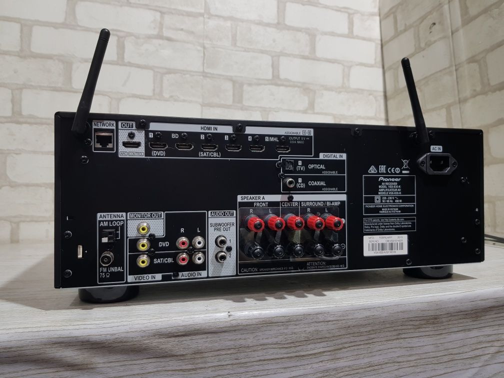 5.2 AV ресивер PIONEER VSX-830, *5x140 Вт, Atmos,HDMI,Wi-Fi, Bluetooth