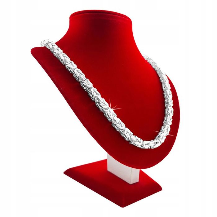 Potężny Gruby Łańcuch Męski Splot Królewski, 55 cm 7 mm Srebro 925 Peł