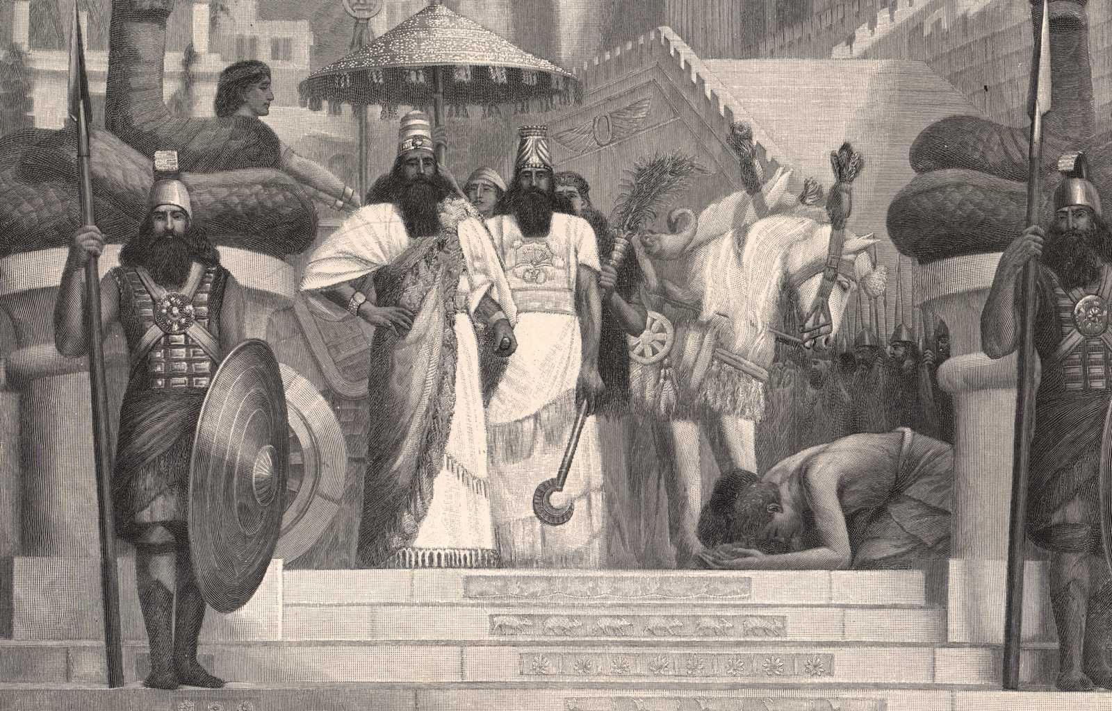 Schmalz: Babilon. Duży piękny drzeworyt ilustracyjny 1906 r. autentyk