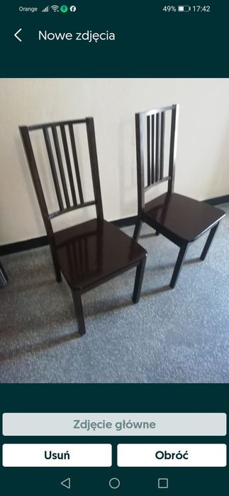 używane, jednakowe krzesła z pełnego drewna IKEA