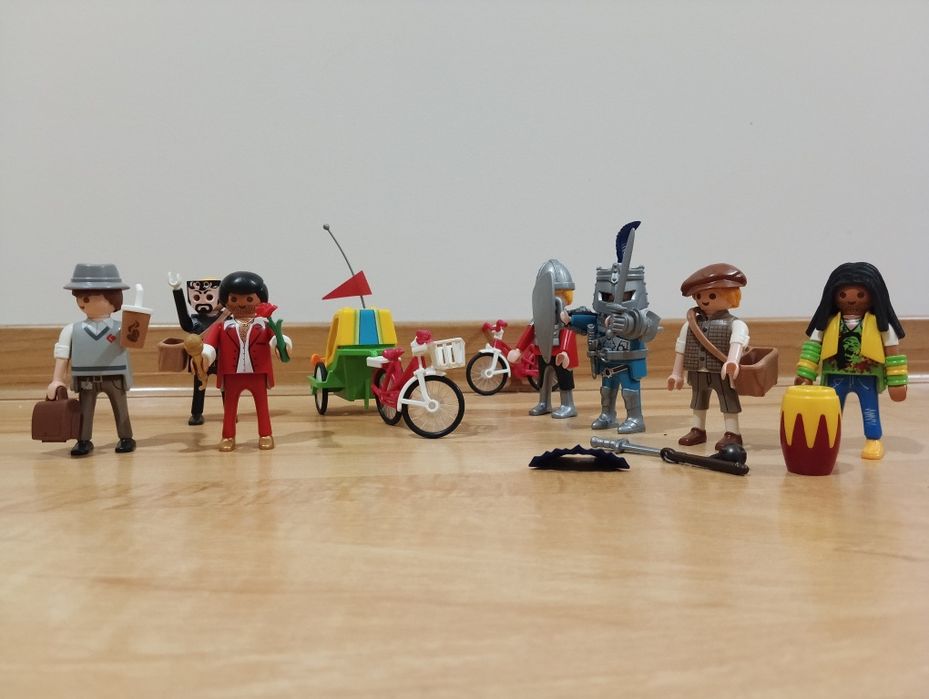 Zestaw Playmobil figurki kolekcjonerskie ludziki rower z przyczepką