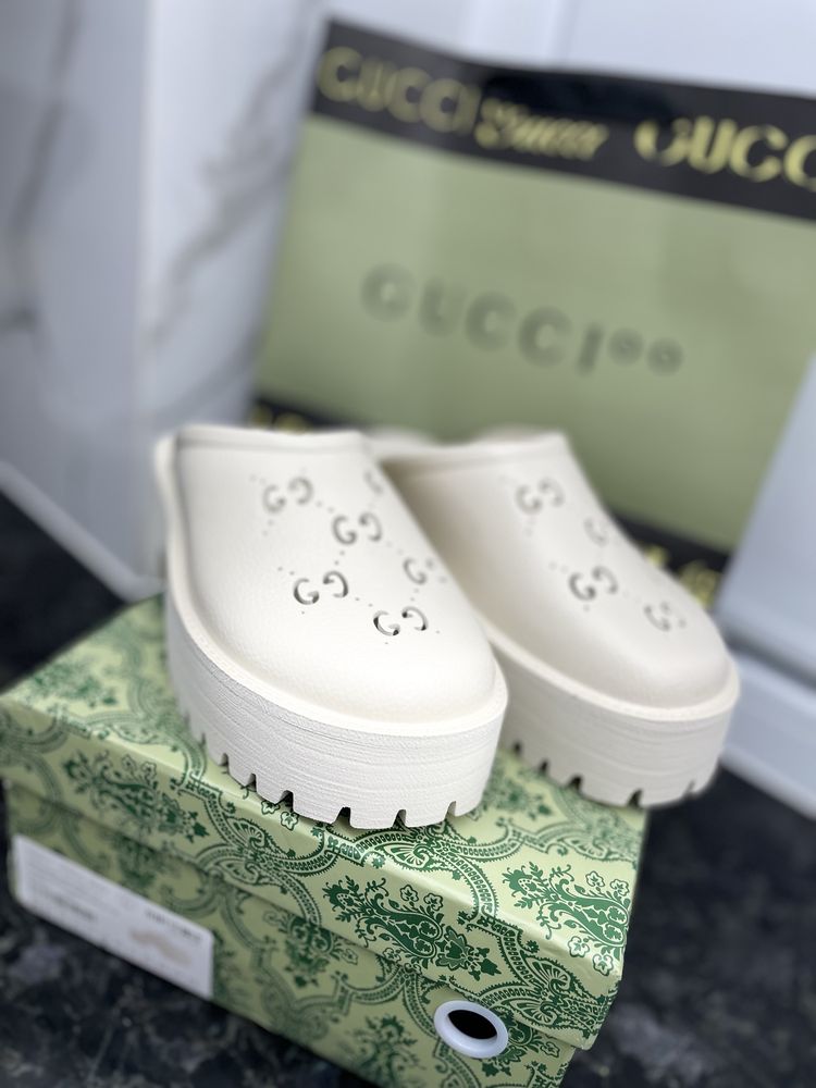 Клоги мюли сабо шлепанцы на танкетке Gucci