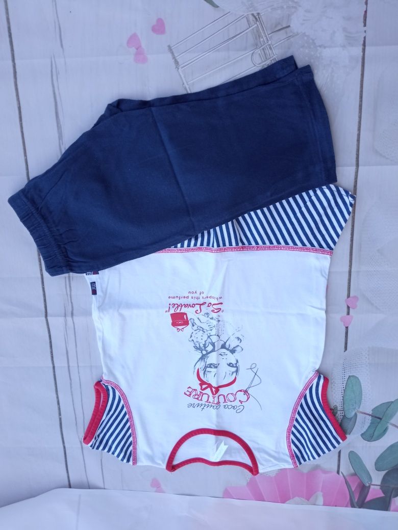 Komplet r 110 tunika z legginsami spodenki bawełna dziewczynki BDB