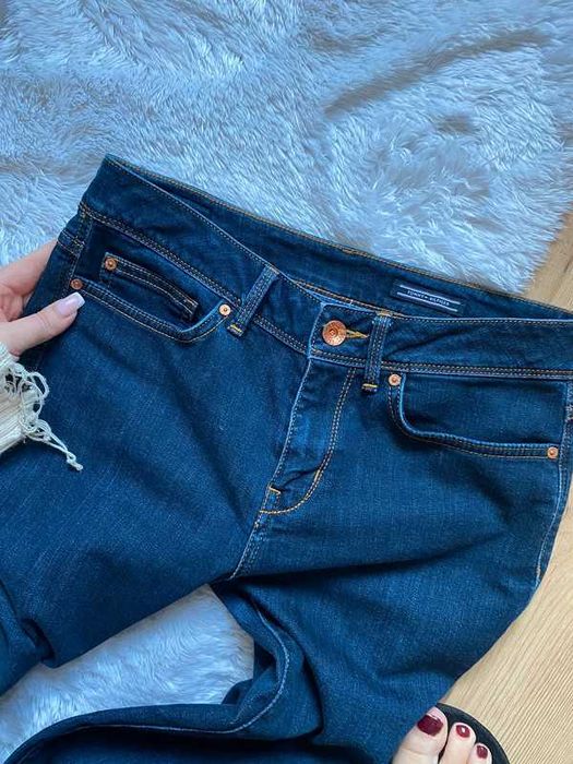 Tommy hilfiger granatowe jeansy rurki skinny ciemne