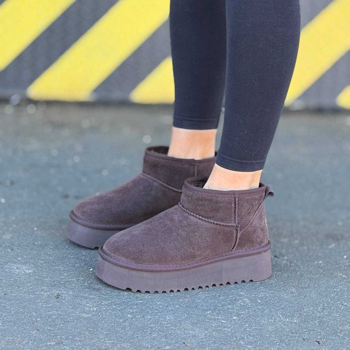 Жіночі UGG шоколадні (36-41) черевики зимові на хутрі замшеві Угги