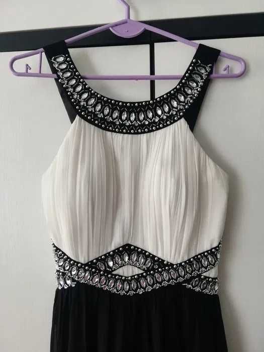 Sukienka balowa wesele studniówka Quiz czarno-biała