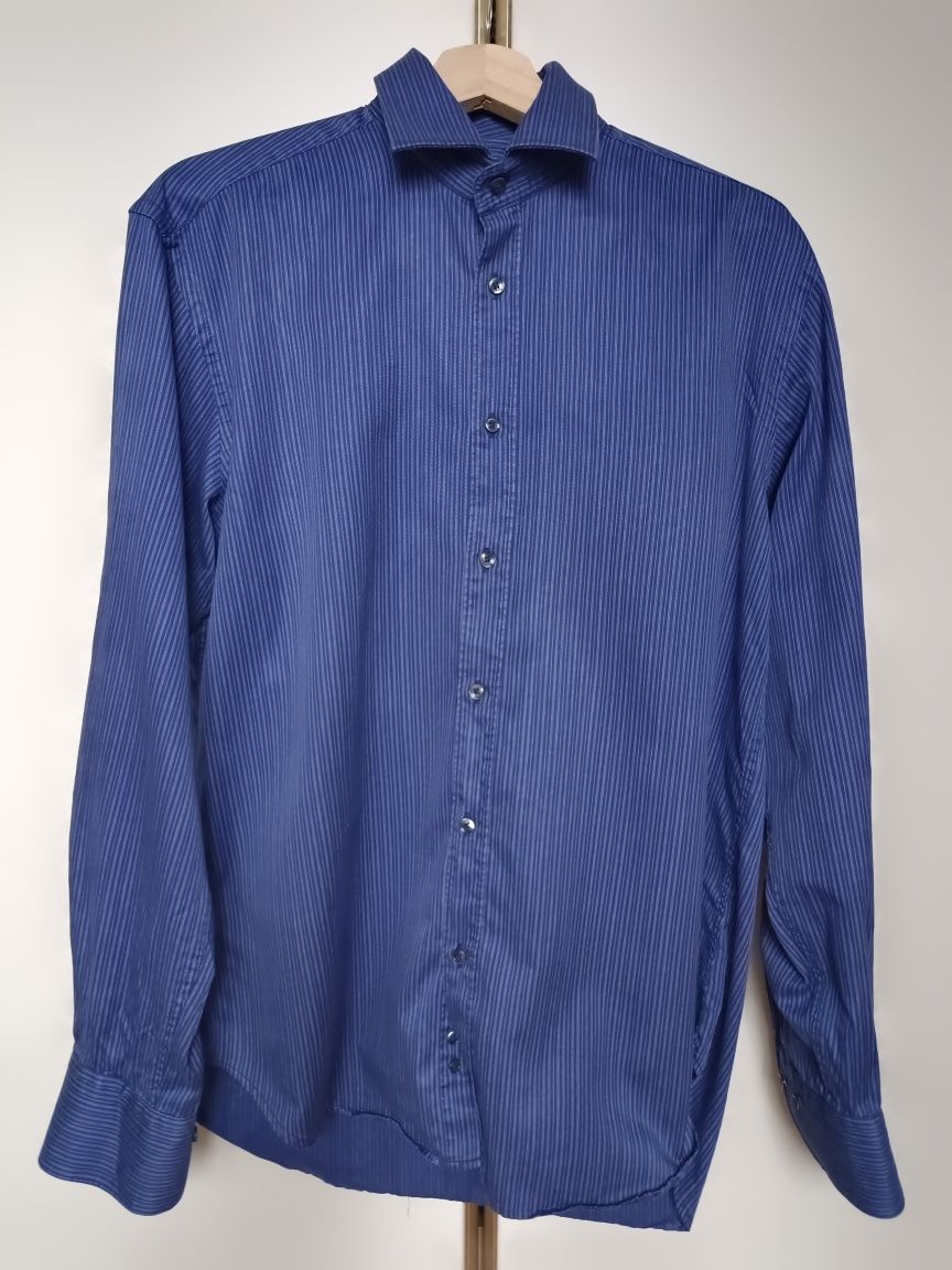 Zara, męska koszula, r. 42, w paski, habrowa