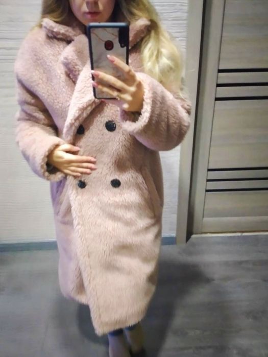 Шубка тедді рожева. Екошуба