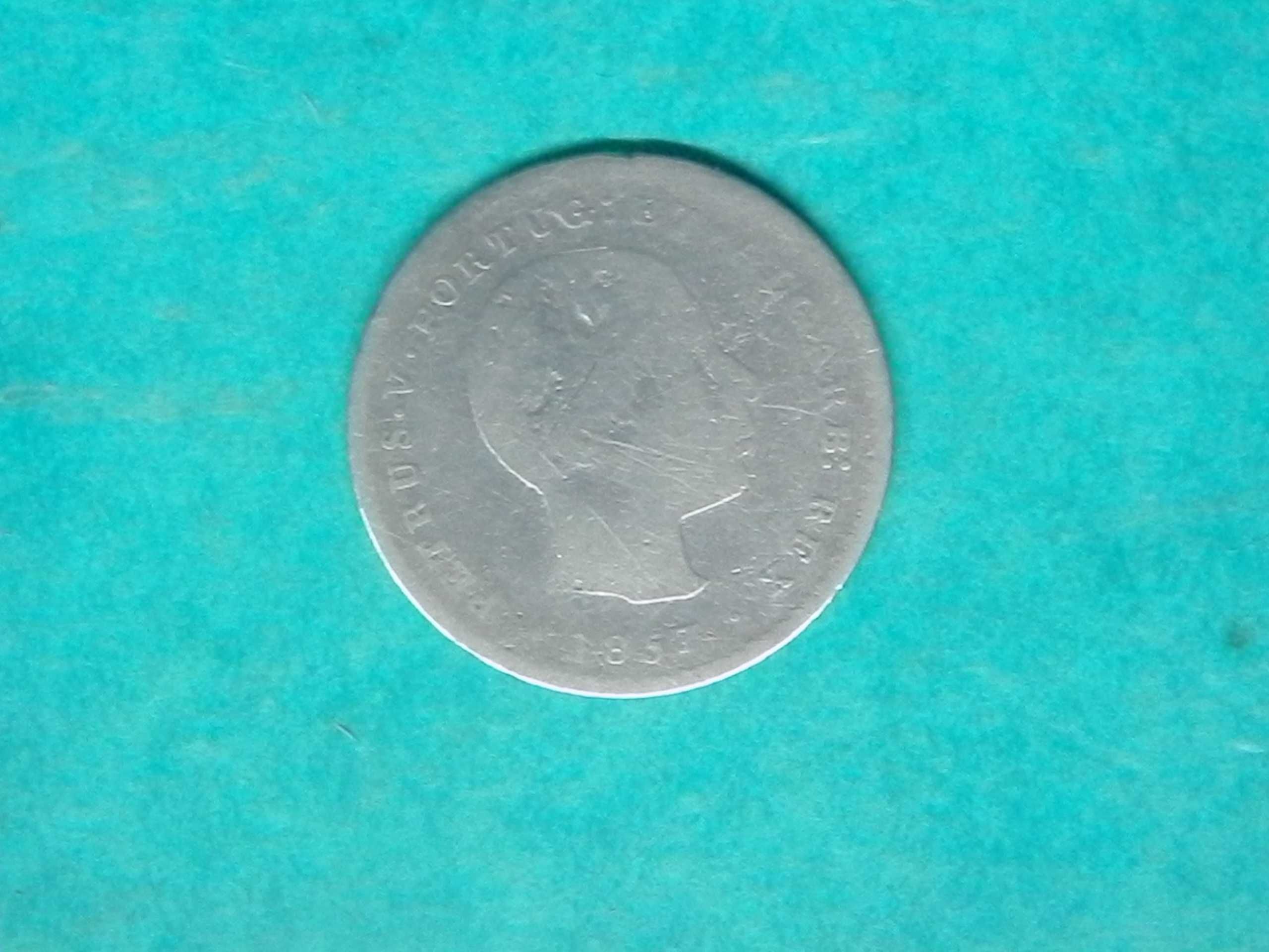 968 - Pedro V: 100 réis 1857 prata(escassa), por 53,00