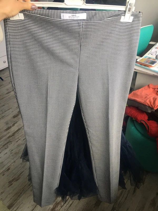 Mango suit cygaretki chinos do kostki pepitka eleganckie do garnituru