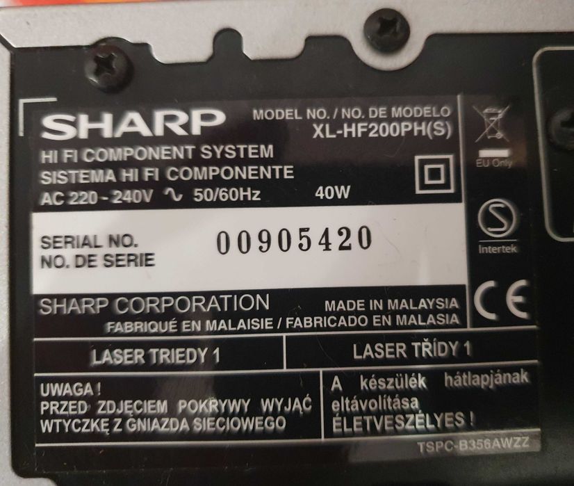 mini wieża SHARP XL-HF200PH(S) - Hi Fi SHARP XL-HF200PH S + pilot