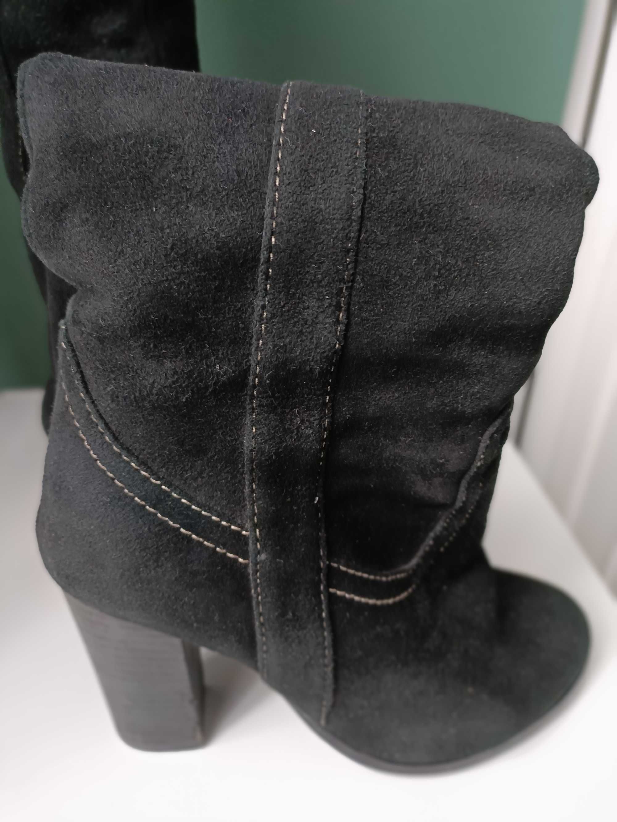 Высокие теплые черные зимние сапоги ботфорты чоботи