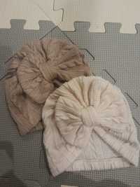 Czapeczki wiosenne turbany z kokardką 62 68 40 cm