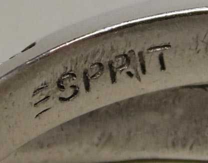 ESPRIT srebrny pierścionek splecione obrączki cyrkonie R.19 - 20.