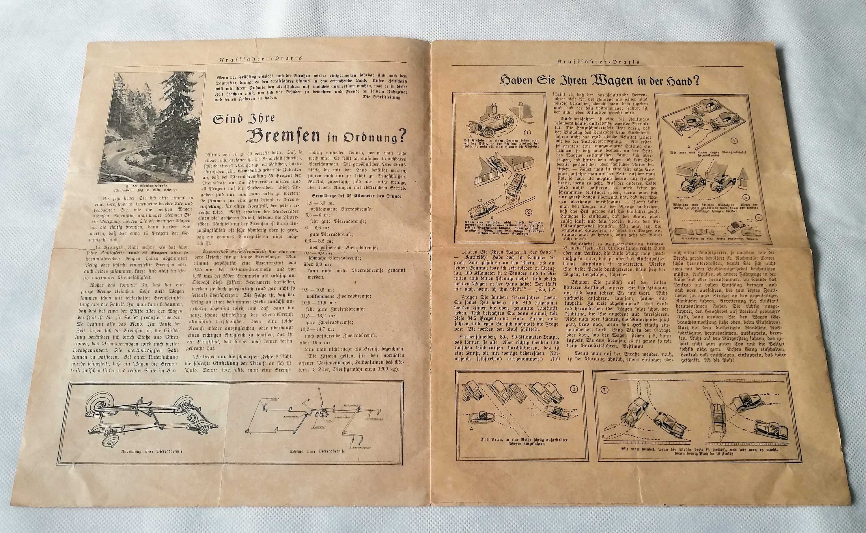 Kraftfahrer-Praxis Apr. 1929 gazeta motoryzacyjna stara reklama Niemcy