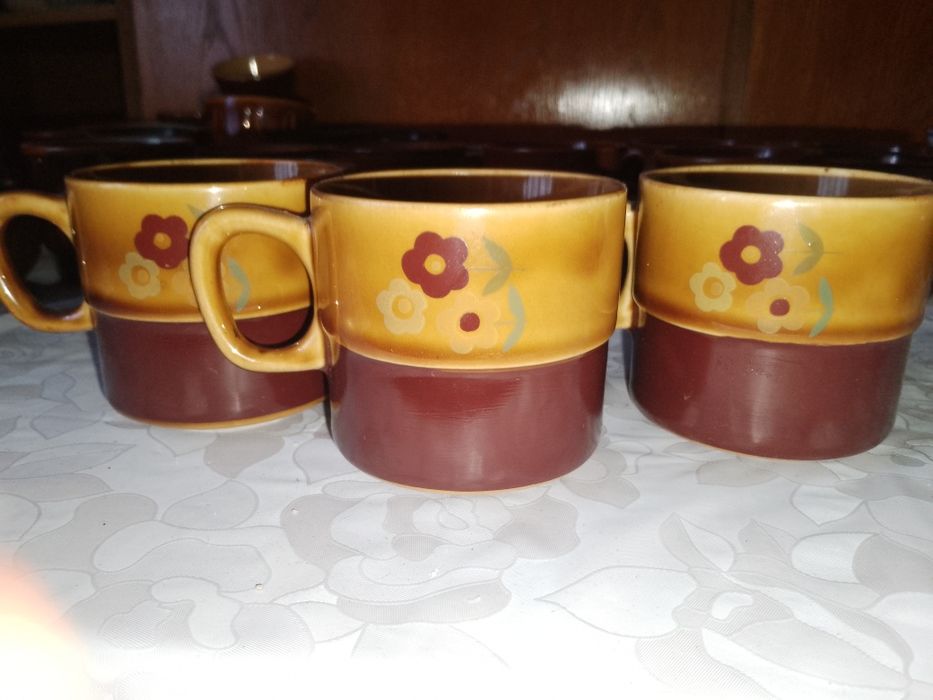 Kubki filiżanki Tułowice 3 sztuki PRL