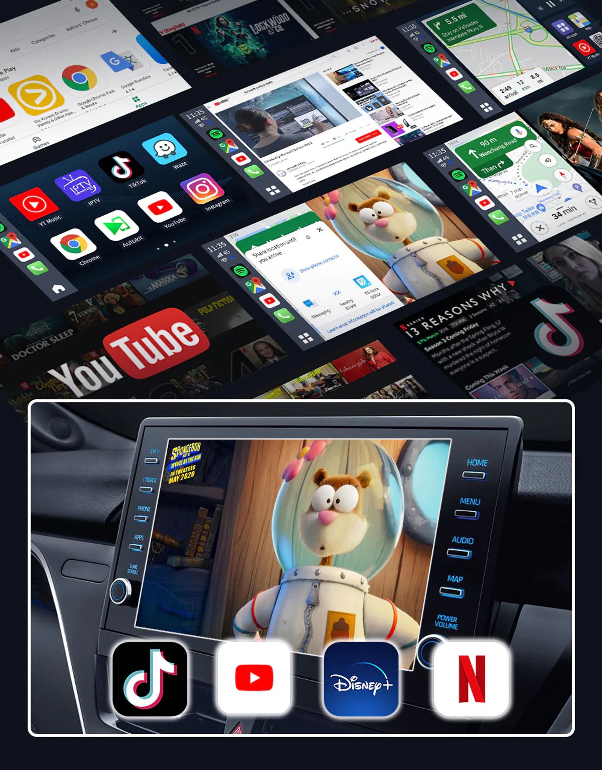 Приставка в авто Carlinkit TBox Ambient просмотр YouTube через CarPlay