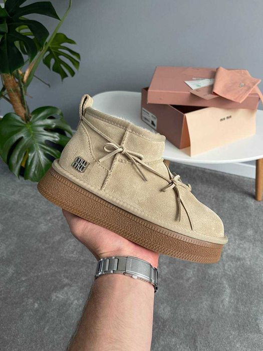 Жіночі зимові черевики MIU MIU Winter Boot Sand (бежеві) 1783