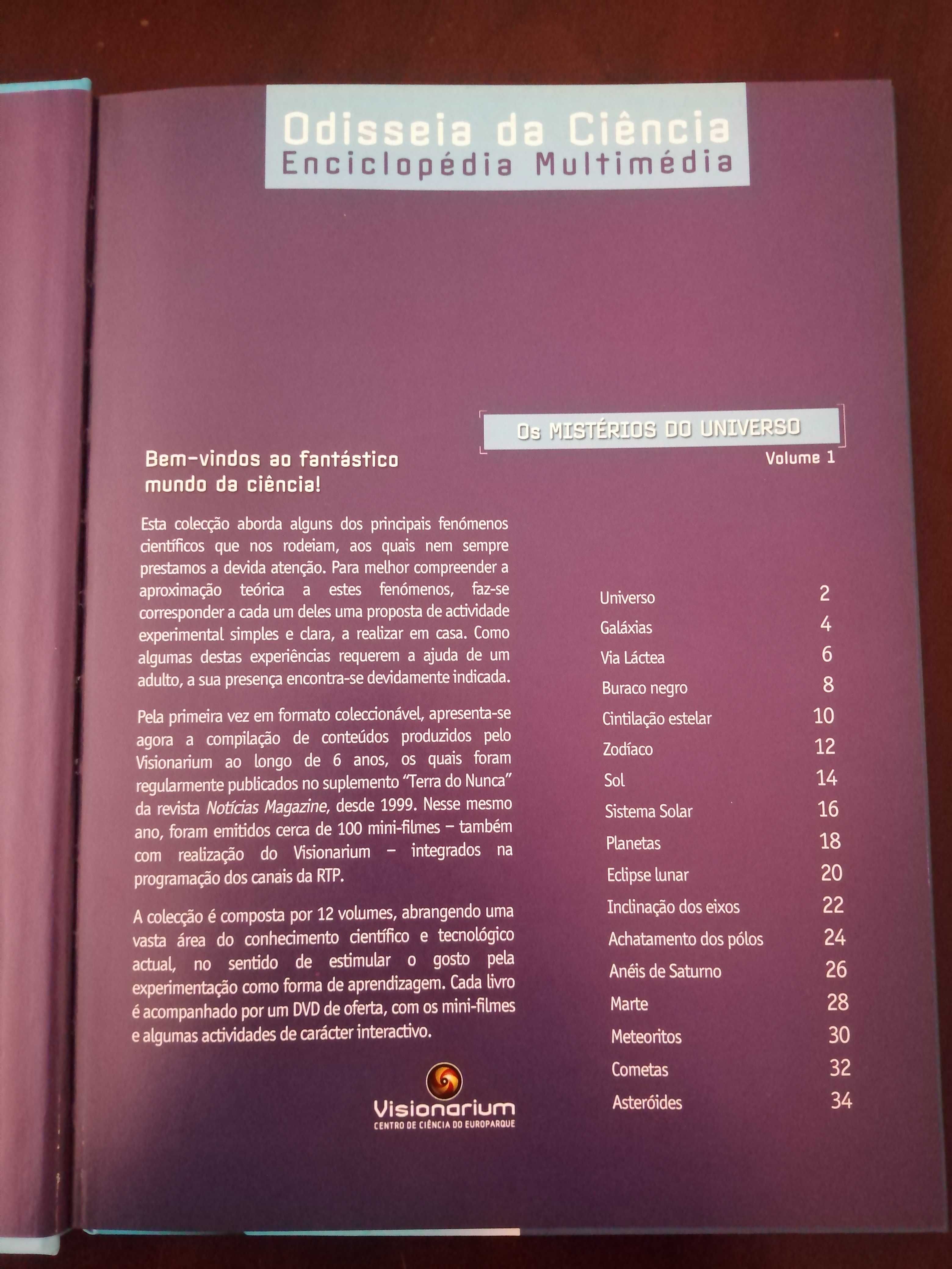 Livro didático  "Os Mistérios do Universo" com DVD